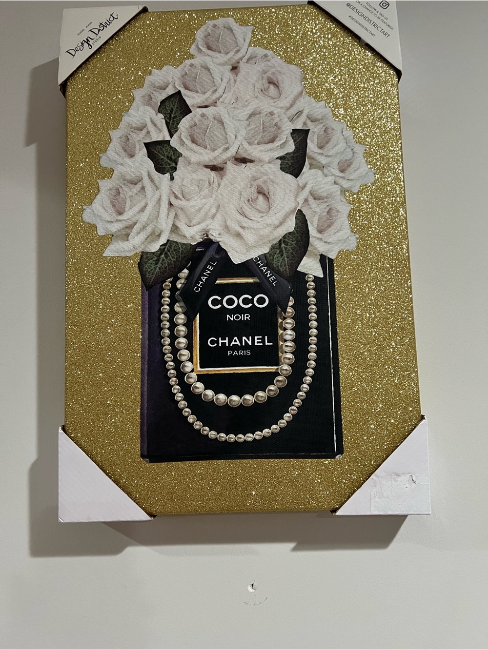 Chanel-Inspired Black & Gold Perfume Bottle Wall Jewelry Art